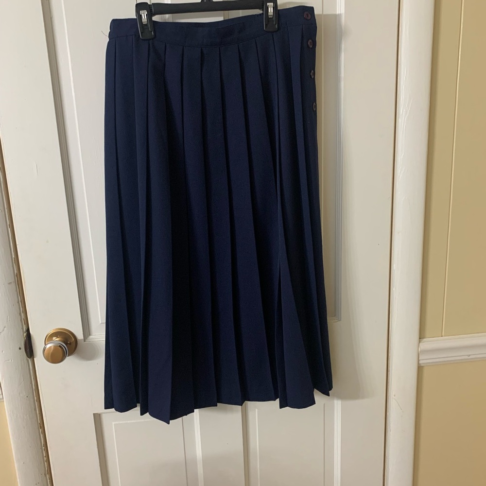 Liz Baker women’s Navy Pleated A-Line Maxi Skirt